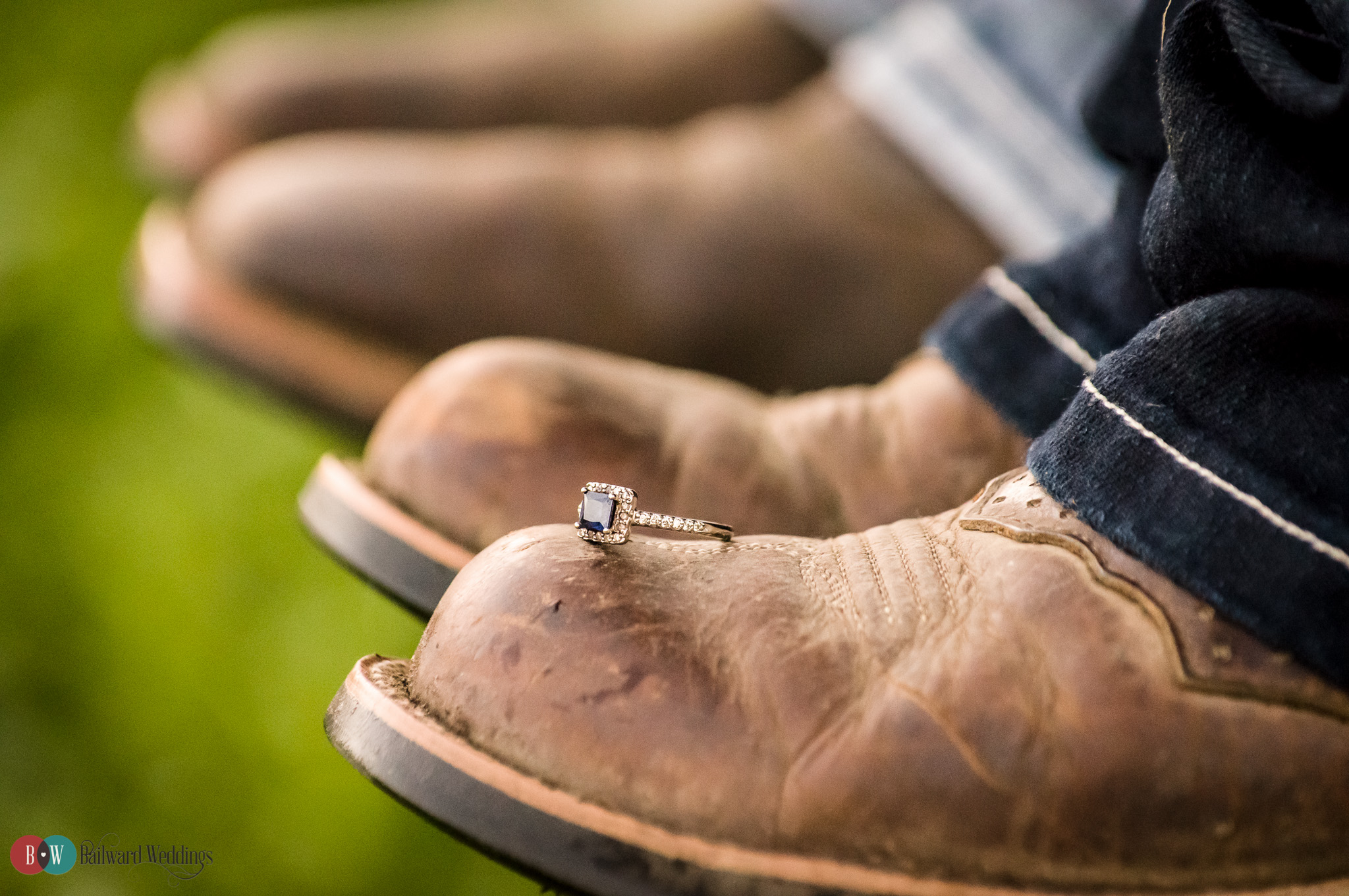 Engagement cowboy boot with ring on it