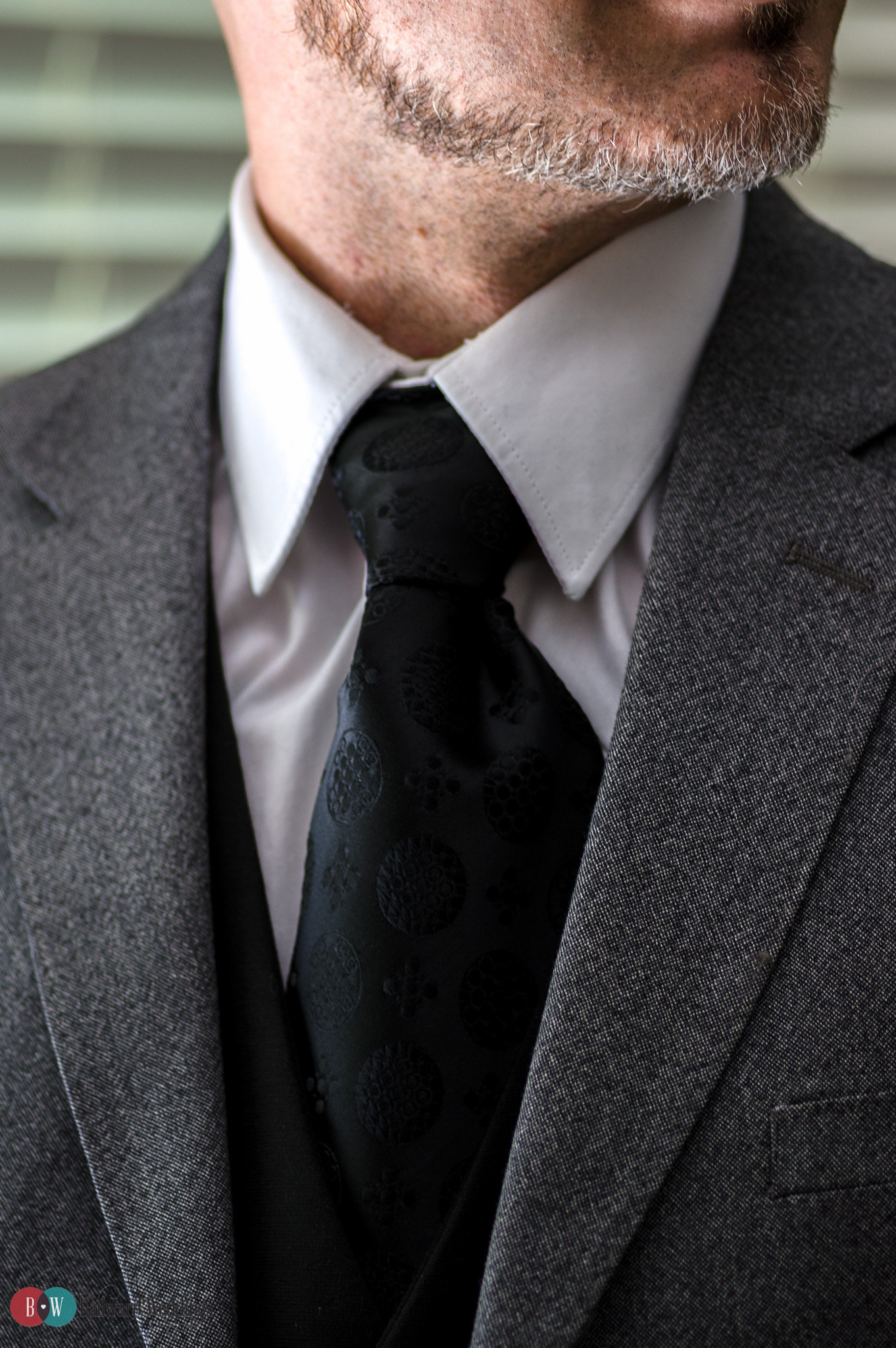 Wedding groom close up on tie in Abbotsford BC