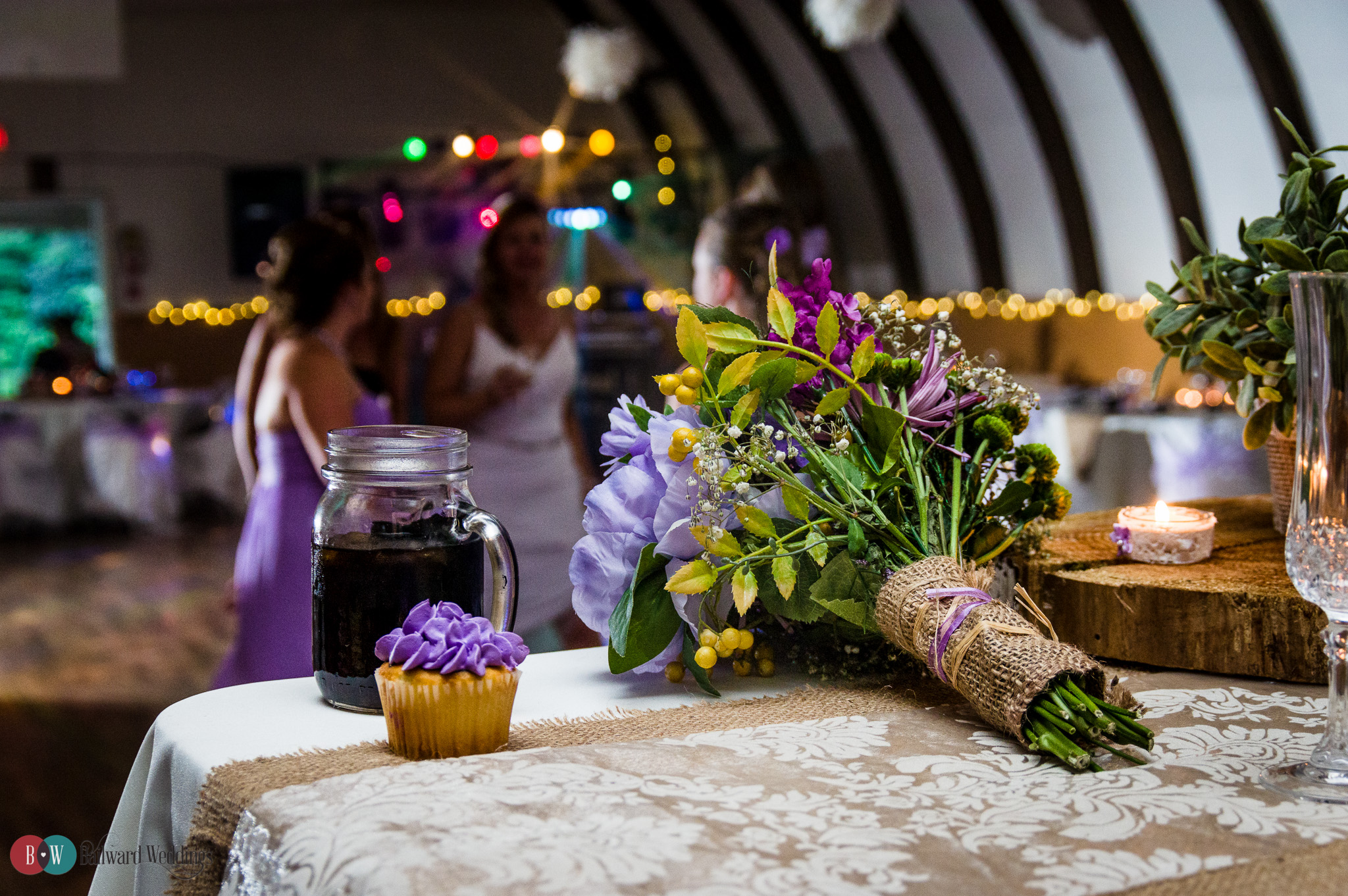 Wedding bouquet in front of dance floor in Abbotsford