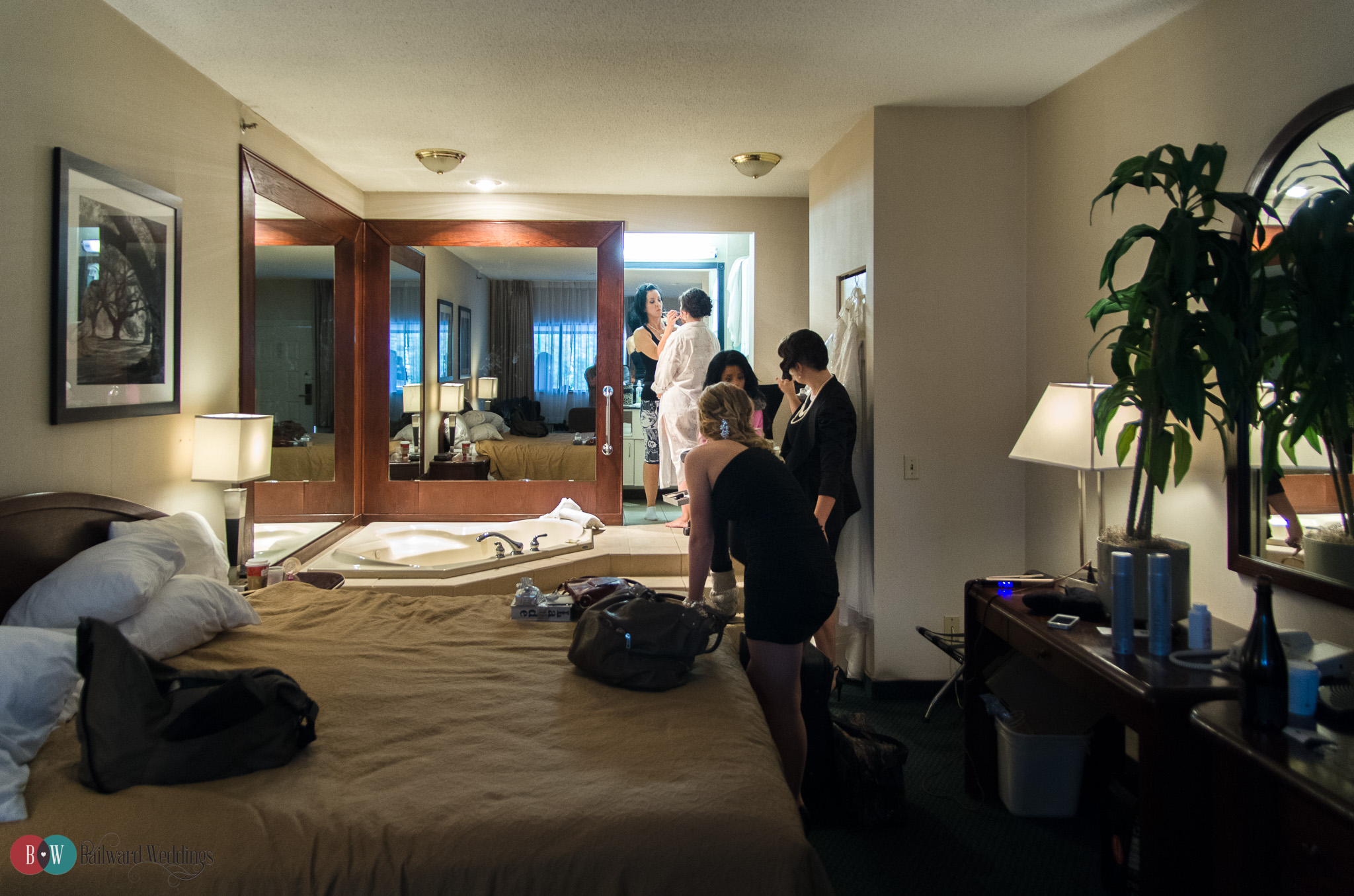 Bride Getting Ready in Hotel Room