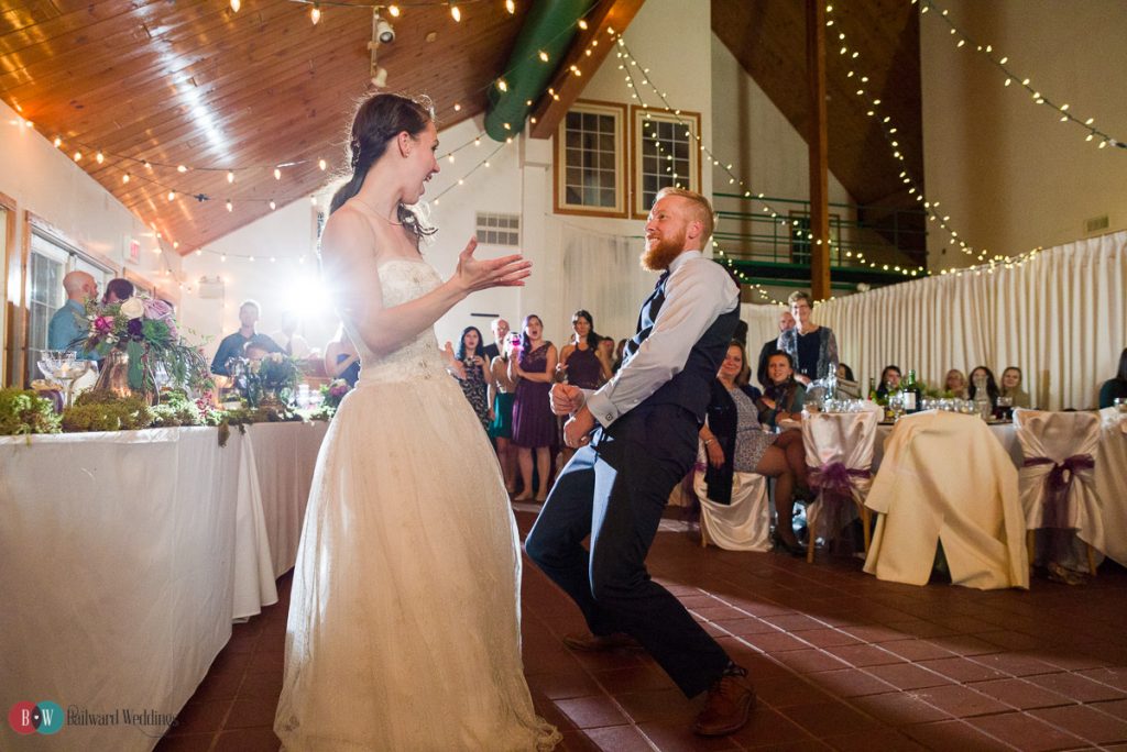 Hilary and Kyle dancing at their wedding reception
